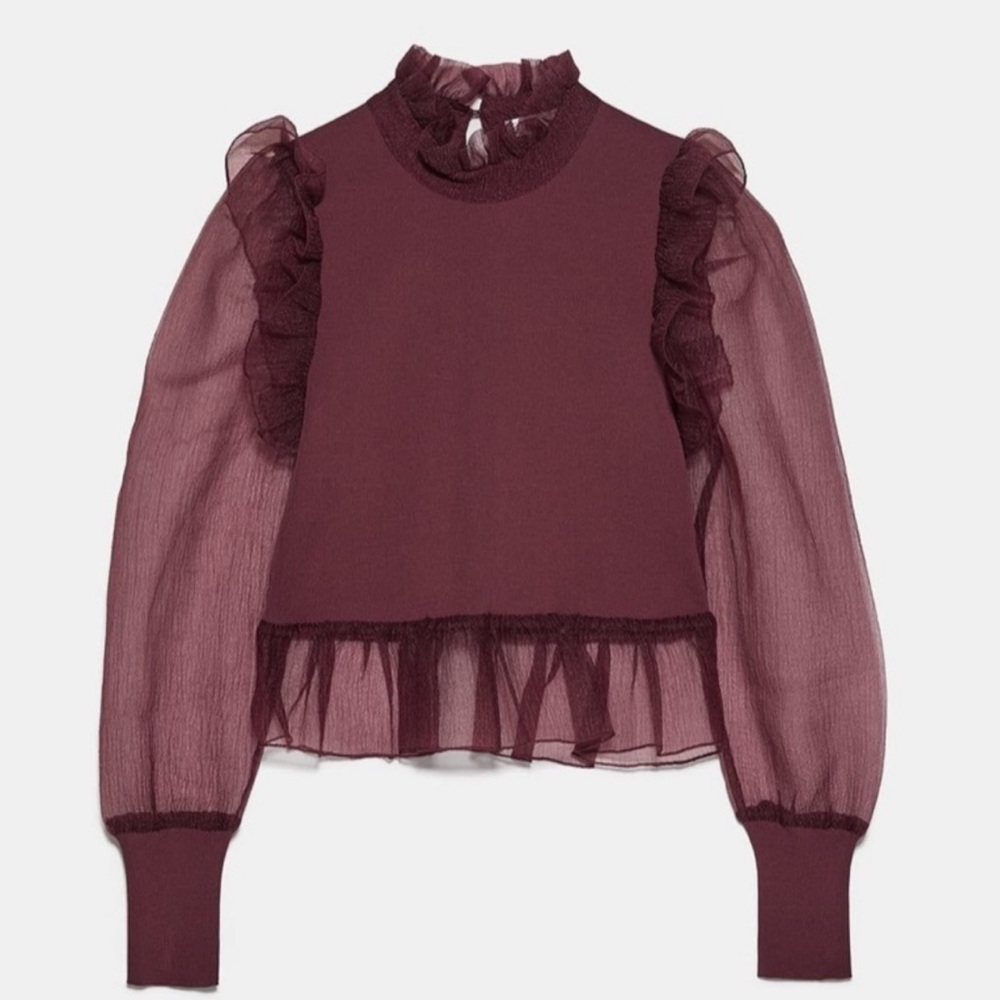 Zara cute puffy sleeve top. Super chic